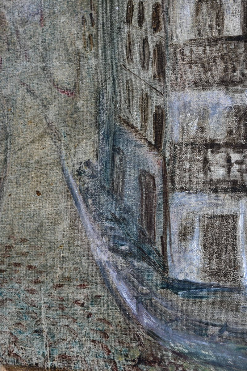 Erich SCHMID  "Rue déserte" huile sur toile 46x38-photo-1